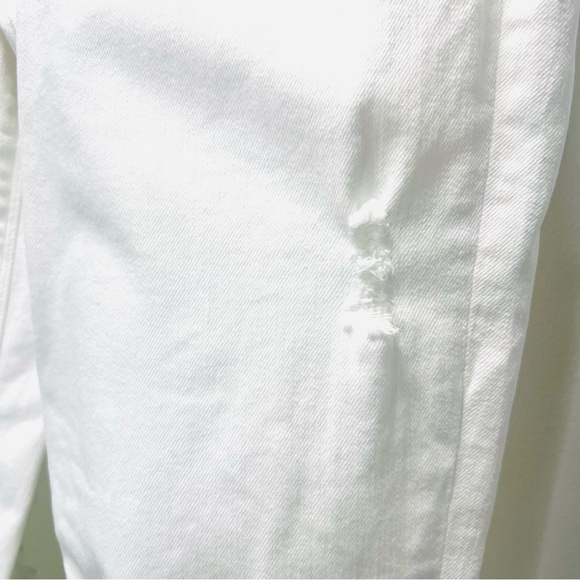 SPANX White High Waisted Skinny Jeans Raw Hem Distressed Ankle Pants Size Small - Picture 6 of 13